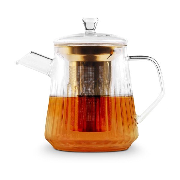 Steklen čajnik s cedilom v zlati barvi 900 ml Mia – Vialli Design-image-4