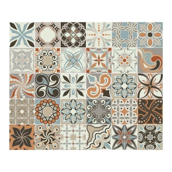Komplet 30 stenskih nalepk Ambiance Cement Tiles Bali, 10 x 10 cm-image-2