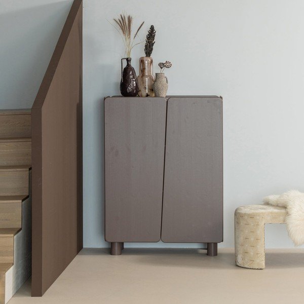 Rjava omarica iz masivnega bora 100x135x45 cm Root – WOOOD-image-1