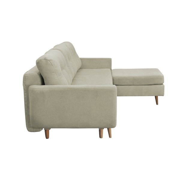 Kremasta raztegljiva sedežna garnitura s svetlimi nogami Mazzini Sofas Tulipe, desni kot-image-2