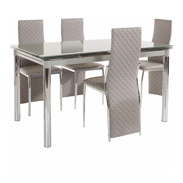 Støraa Pippa William Siva jedilna miza in 4 sivi jedilni stoli