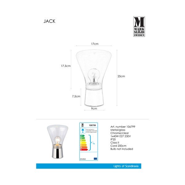 Namizna svetilka v srebrni barvi Markslöjd Jack, ø 16,5 cm-image-2