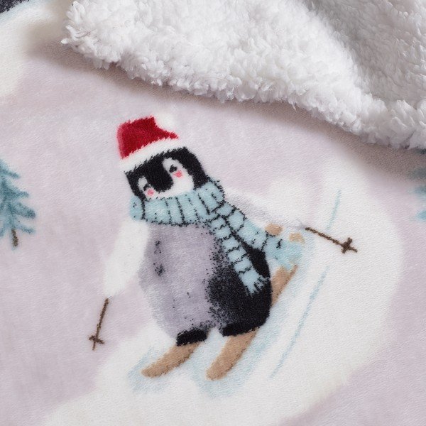 Bela odeja z božičnim motivom 170x130 cm Christmas Sherpa Penguins – Catherine Lansfield-image-2