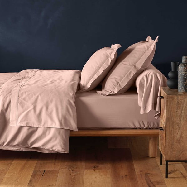 Rožnata napenjalna bombažna rjuha 180x200 cm Lina – douceur d'intérieur-image-2