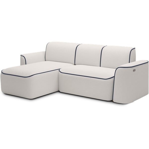 Modra/kremno bela kotna sedežna garnitura iz tkanine bouclé (levi kot/z ležalnikom) Ume – ELTAP-image-2