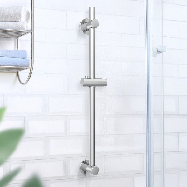 Drog za tuš iz nerjavečega jekla v sijajno srebrni barvi z namestitvijo brez vrtanja z drsnim nosilcem 70 cm – Wenko-image-1