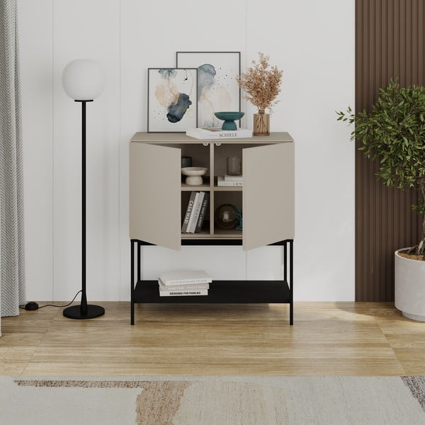 Črna/kremno bela omarica 80x90x40 cm Amira – Marckeric-image-2