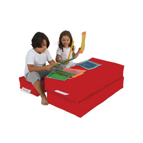 Rdeča otroška sedežna garnitura s podstavki za noge 100 cm Nier – Floriane Garden-image-3