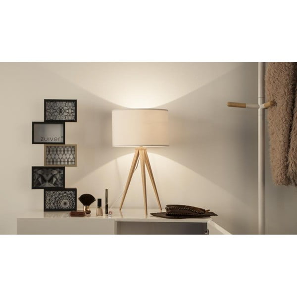 Bela namizna svetilka Zuiver Tripod Wood, ø 28 cm-image-2