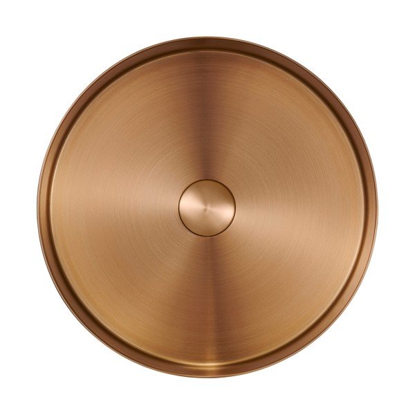 Okrogel umivalnik iz nerjavečega jekla v bakreni barvi ø 38 cm Aurum – Sapho-image-2