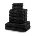 Komplet 8 črnih brisač in 2 kopalnih brisač DecoKing Marina Black