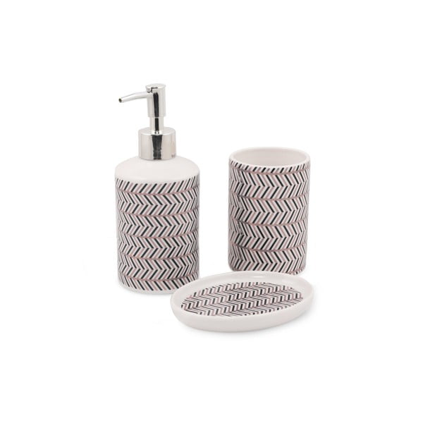 Črno-beli komplet kopalniških dodatkov iz poliresina Lidya - Mioli Decor