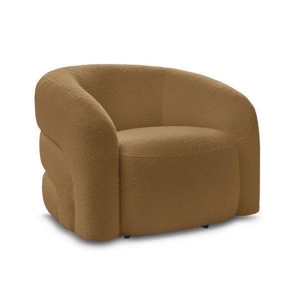 Gorčično rumen vrtljiv fotelj iz tkanine bouclé Elina – Bobochic Paris