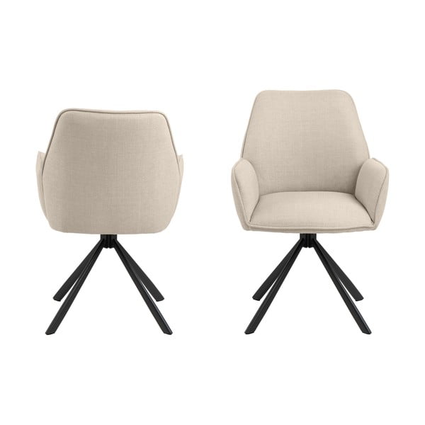 Bež oblazinjeni jedilni stoli v kompletu z nasloni za roke 2 ks Glenda – Actona-image-2