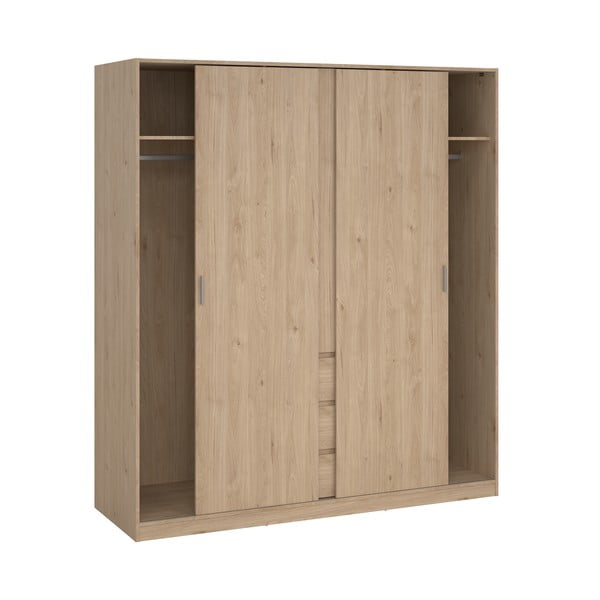 Garderobna omara v hrastovem dekorju z drsnimi vrati 177x200x60 cm Naia – Tvilum-image-3