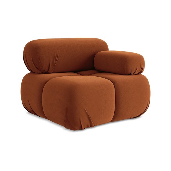 Oranžen žameten modul za sedežno garnituro (desni kot) Lokua – Makamii-image-1
