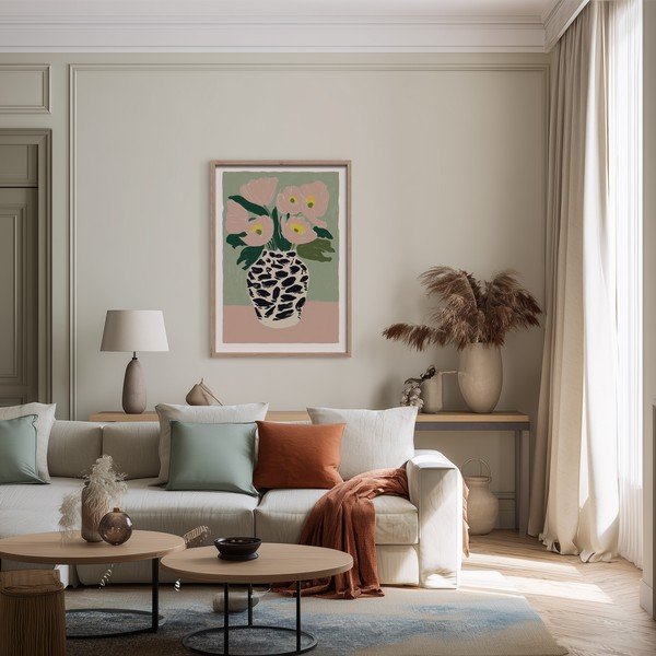 Tiskana slika z okvirjem 50x70 cm Spotted Vase – Styler-image-1