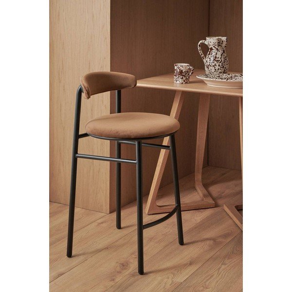 Rjav kovinski barski stol (višina sedeža 66 cm) Doggi – Ellos Home-image-1
