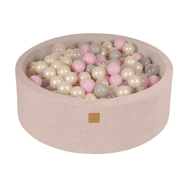 Kremno bel žameten bazen z žogicami ø 90x30 cm Montessori – Meowbaby