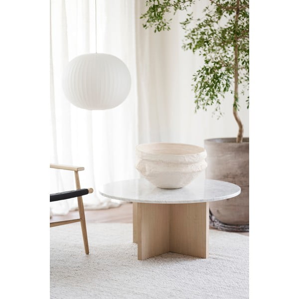 Belo-rjava okrogla mizica iz marmorja 90x90 cm Brooksville - Rowico-image-2