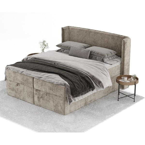 Bež boxspring postelja s prostorom za shranjevanje 160x200 cm Passion – Maison de Rêve-image-2