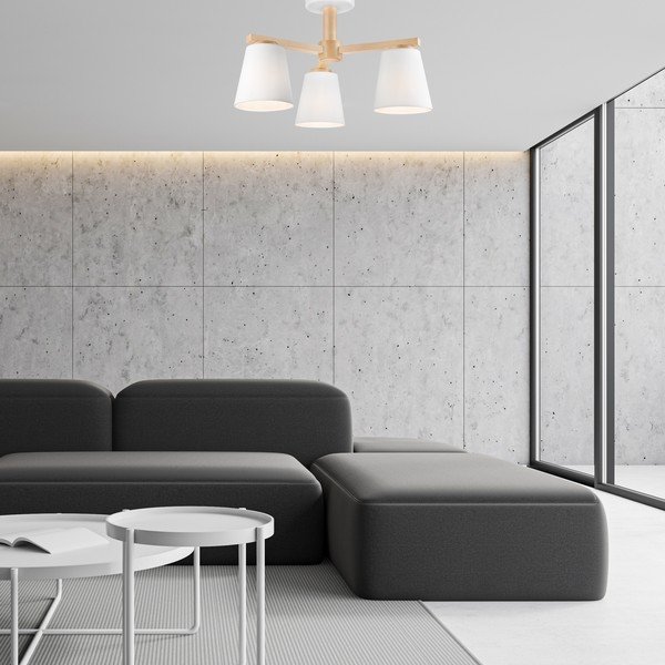 Bela stropna svetilka s tekstilnim senčnikom ø 15 cm Ellie – LAMKUR-image-2