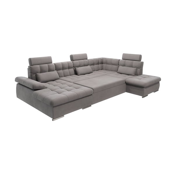 Siva raztegljiva kotna sedežna garnitura s prostorom za shranjevanje (desni kot/v obliki črke "U") Merkur – Ropez-image-2