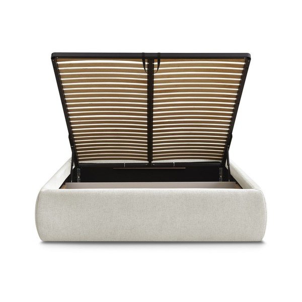 Bež oblazinjena zakonska postelja s prostorom za shranjevanje brez vzglavja z letvenim dnom 160x200 cm Inera – Bobochic Paris-image-4