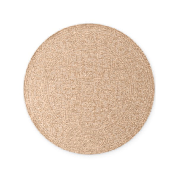 Bež-slonokoščena okrogla notranja in zunanja preproga ø 160 cm Duet Kona – NORTHRUGS