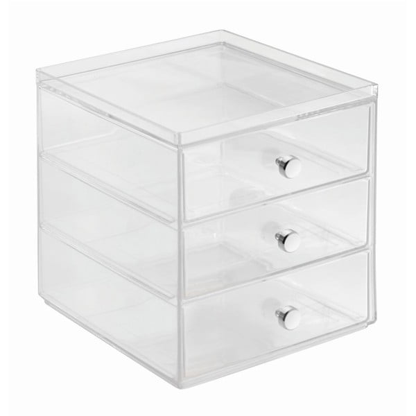 Prozoren organizator s 3 predali iDesign Drawers, višina 18 cm-image-2