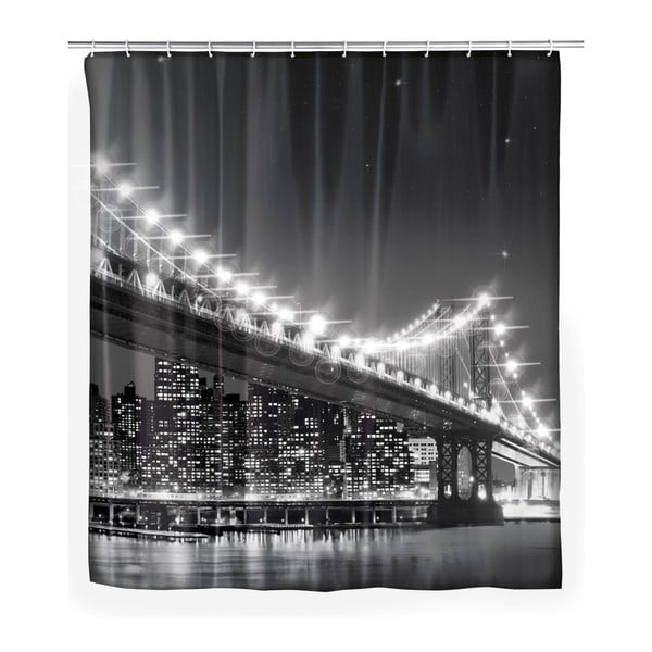 Siva tuš zavesa Wenko Led Brooklyn Bridge, 180 x 200 cm