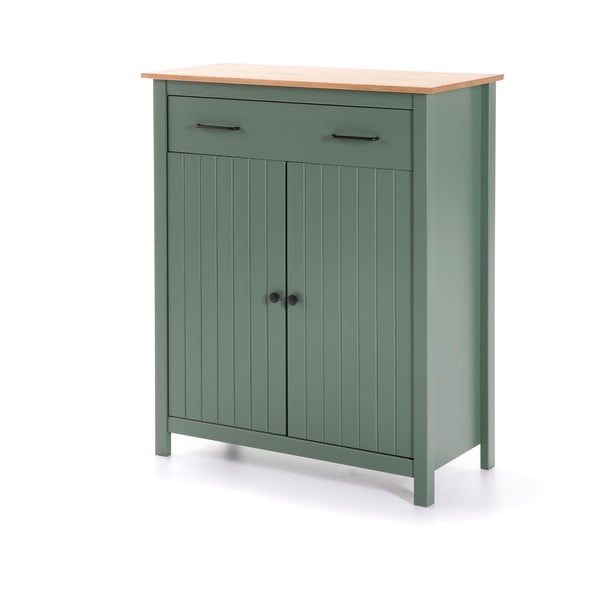 Zelena visoka komoda iz masivnega bora 90x110 cm Miranda – Marckeric-image-2