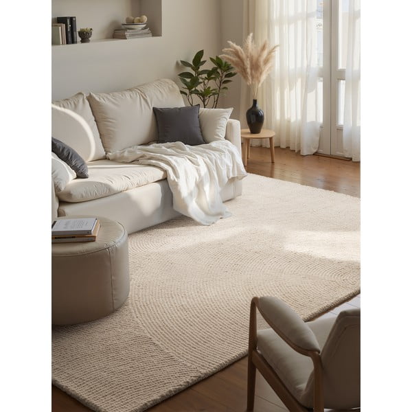 Ročno tkana volnena preproga v svetli naravni barvi 120x180 cm Eleni Natural White – Hanse Home-image-1
