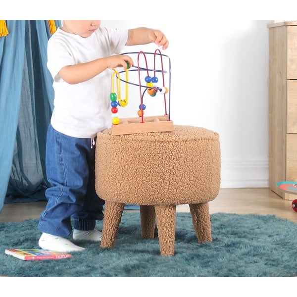 Rjav otroški tabure iz tkanine bouclé Moouv – Artie-image-4