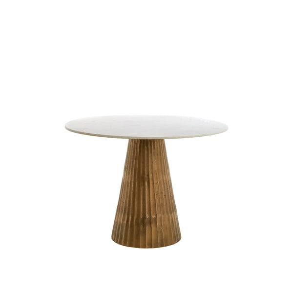 Bela/bronasta okrogla jedilna miza z mizno ploščo v marmornem dekorju ø 100 cm Leyda – Light & Living-image-4