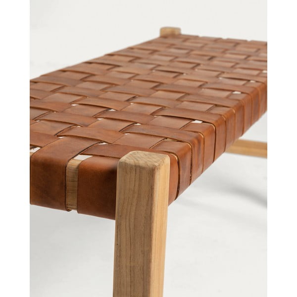 Usnjena klop v konjak rjavi in naravni barvi Calixta – Kave Home-image-4