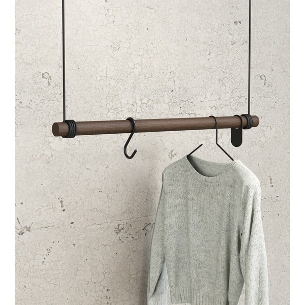 Rjav stenski obešalnik iz masivnega hrasta 80 cm Swing M – LIND DNA-image-1