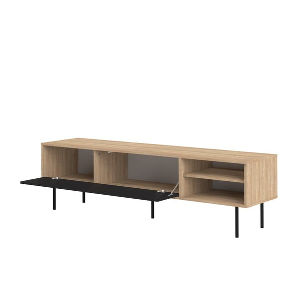 Črna/naravna TV omarica v hrastovem dekorju 165x40 cm Ampère – TemaHome-image-3