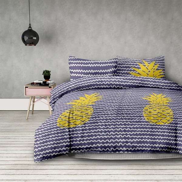 AmeliaHome Ananas posteljno perilo za eno osebo, 135 x 200 cm + 50 x 75 cm
