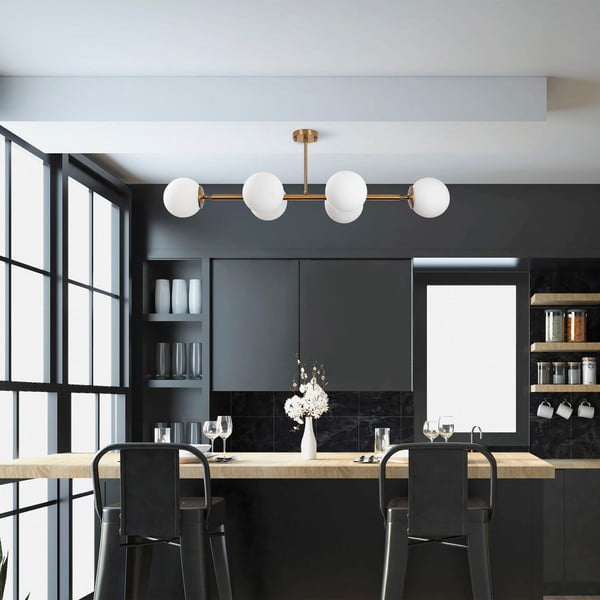 Bela/zlata stropna svetilka s steklenim senčilom 40x110 cm Fazli – Opviq lights-image-1