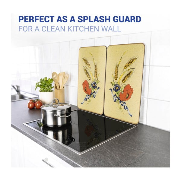 Plošča za štedilnik iz kaljenega stekla v kompletu 2 kos 52x30 cm Corn-Flowers - Maximex-image-4