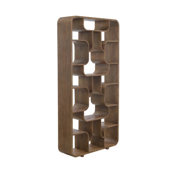 Regal iz masivnega manga v temni naravni barvi 100x200x30 cm Labare – Light & Living
