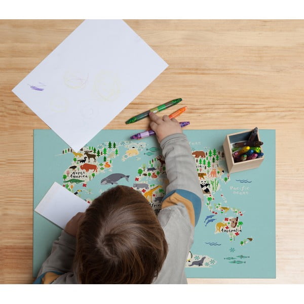 Namizna podloga Little Nice Things World map, 55 x 35 cm-image-1