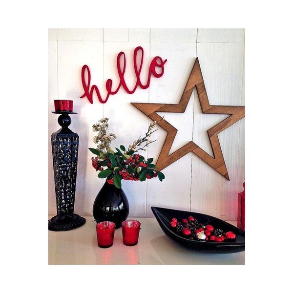 Božična stenska dekoracija Hello Star, 62 x 1,8 x 62 cm-image-1
