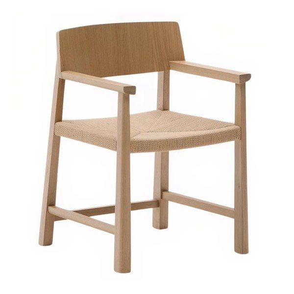 Jedilni stol z nasloni za roke iz masivnega hrasta v naravni barvi Idun – Kave Home