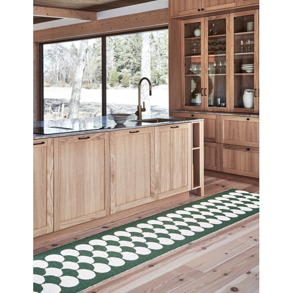 Zelen/kremno bel zunanji in notranji tekač 70x250 cm Poppy Oregano – Pappelina-image-1