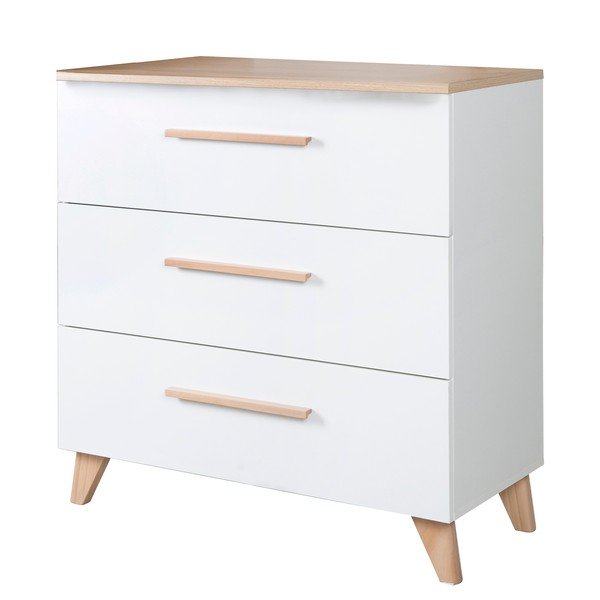 Bela otroška komoda v hrastovem dekorju s previjalnim pultom 88,5x99x76 cm Léon – Roba-image-4