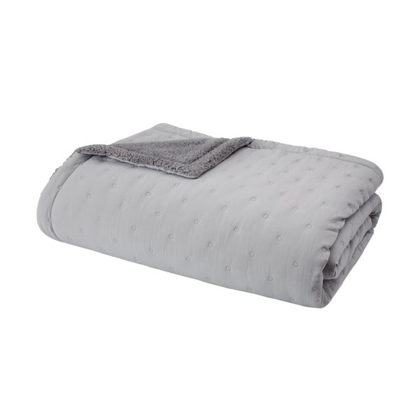 Sivo prešito pregrinjalo iz sherpa flisa 220x230 cm Cosy Nori – Catherine Lansfield