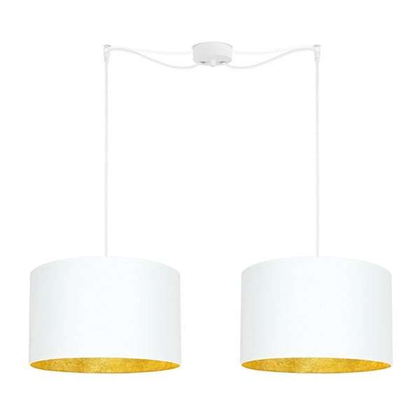 Bela dvojna viseča svetilka z detajli v zlati barvi Sotto Luce Mika