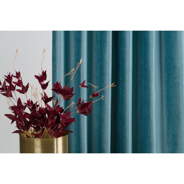 Turkizna žametna zavesa 140x260 cm Novara – Mendola Fabrics-image-3
